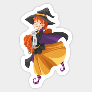 Cartoon Witch Girls Gift Sticker